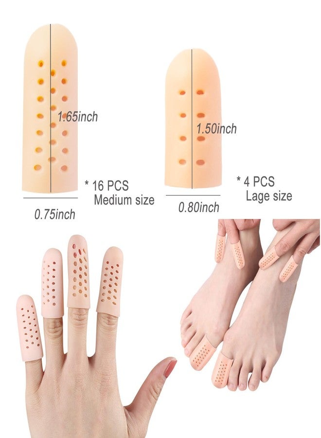 YIVCKOM Finger Cots, Finger Protectors Support for Dry Skin Crack Slips, Finger Covers for Trigger Finger, Hand Eczema, Finger Arthritis Protection, Washable and Reuse(20pcs) (Beige) - Image 3